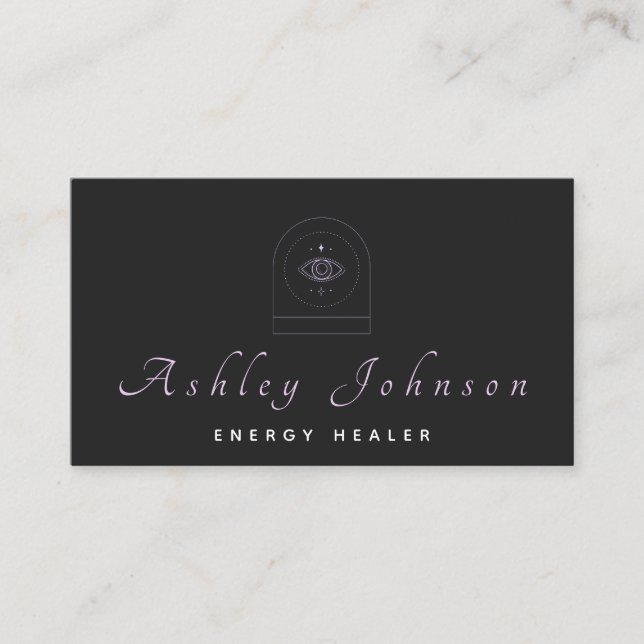 Mysterious Third Eye Logo Energy Healing Astrology Business Card (Front)