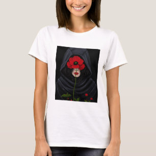 Mysterious Veiled Woman Moody Floral Gothic Art T T-Shirt