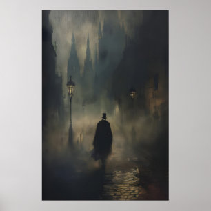 Mysterious Victorian Man Jack the Ripper Walking Poster