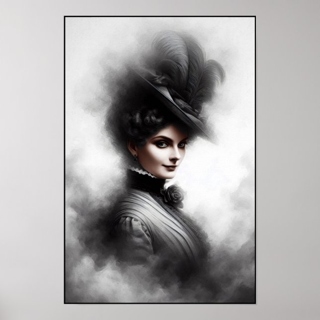Mysterious Victorian Woman Portrait Art Poster (Front)