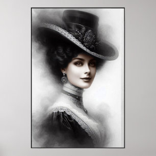 Mysterious Victorian Woman Portrait Art Poster