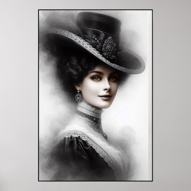 Mysterious Victorian Woman Portrait Art Poster (Front)