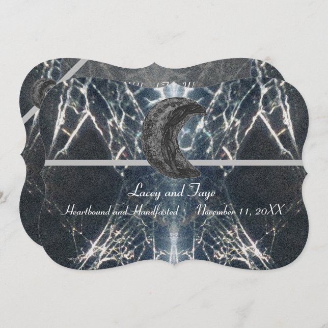 Mysterious Web Goth Gothic Black Grey Handfasting Invitation (Front/Back)
