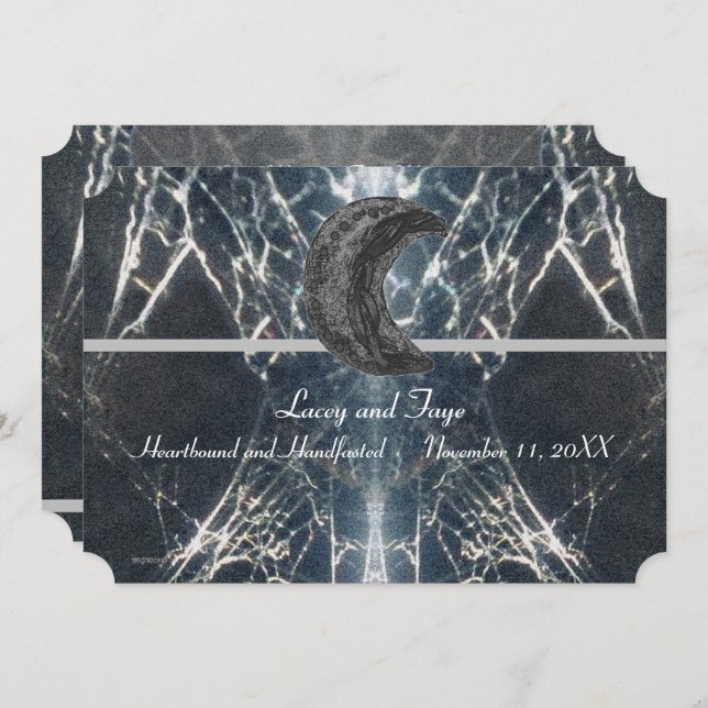 Mysterious Web Goth Gothic Black Grey Handfasting Invitation (Front/Back)