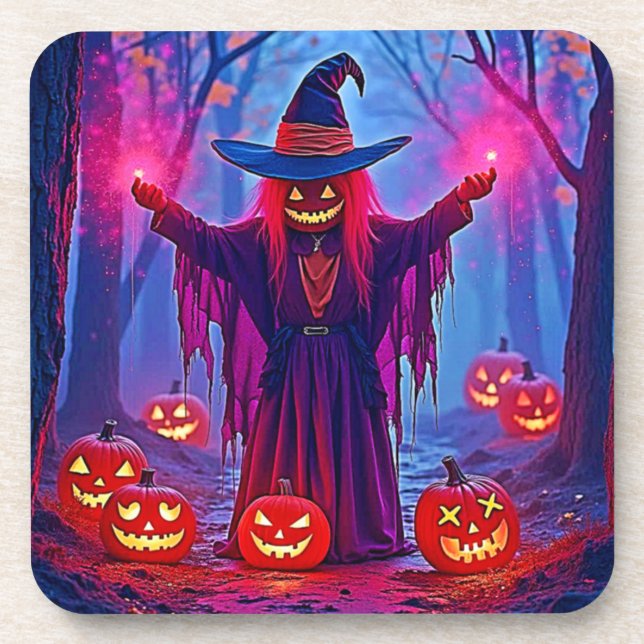Mysterious Witch in Enchanted Woods Design Coaster (Front)