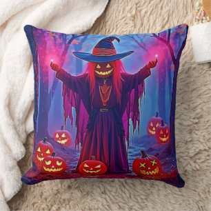 Mysterious Witch in Enchanted Woods Design Cushion
