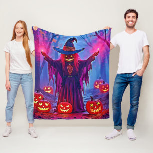 Mysterious Witch in Enchanted Woods Design Fleece Blanket
