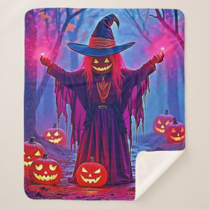 Mysterious Witch in Enchanted Woods Design Sherpa Blanket