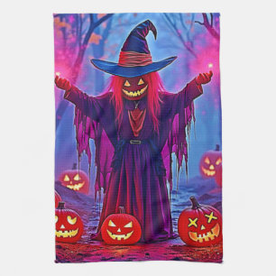 Mysterious Witch in Enchanted Woods Design Tea Towel