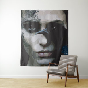 Mysterious Woman with Raven Tapestry
