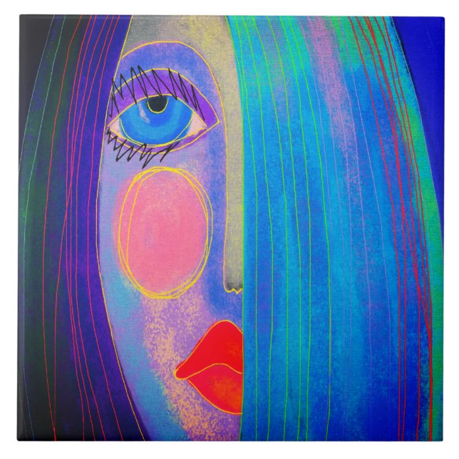 Mystery Abstract Digital Painting of a Woman Tile (Front)