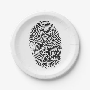 Mystery Black Fingerprint Paper Plate