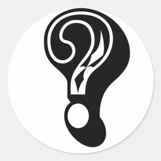mystery box company question mark classic round sticker
