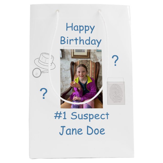 Mystery Crime Solving Evidence Board Birthday Medium Gift Bag (Front)