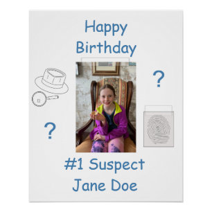 Mystery Crime Solving Evidence Board Birthday Poster