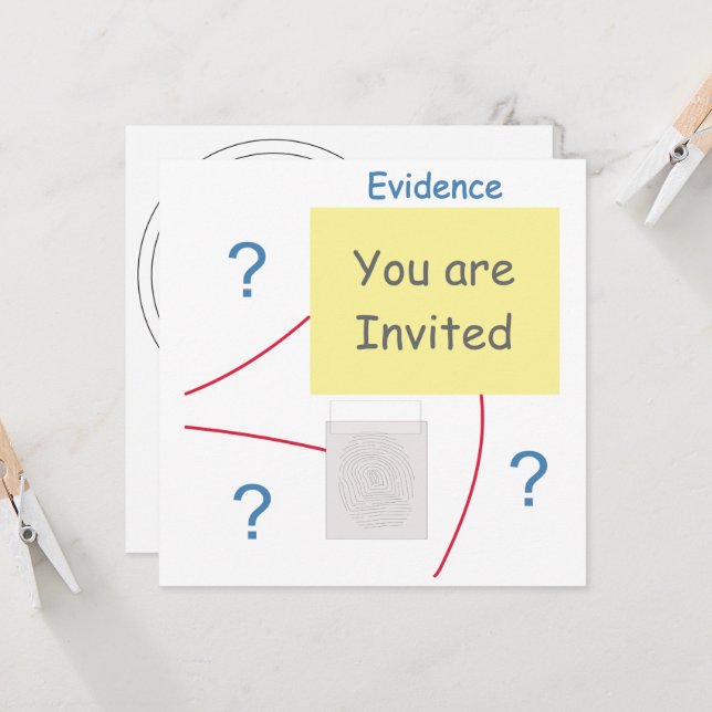 Mystery Crime Solving Evidence Board Invitation (Front/Back In Situ)