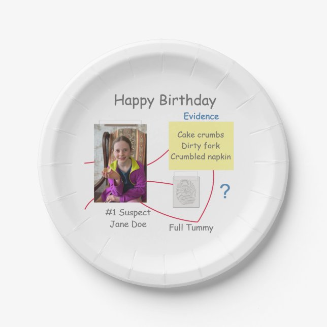 Mystery Crime Solving Evidence Board Paper Plate (Front)
