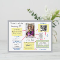 Mystery Crime Solving Evidence Board QR Invitation