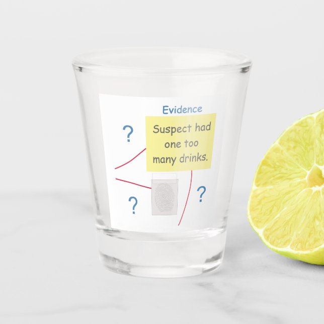 Mystery Crime Solving Evidence Board Shot Glass (Front)