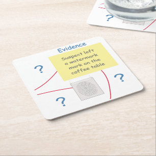 Mystery Crime Solving Evidence Board Square Paper Coaster