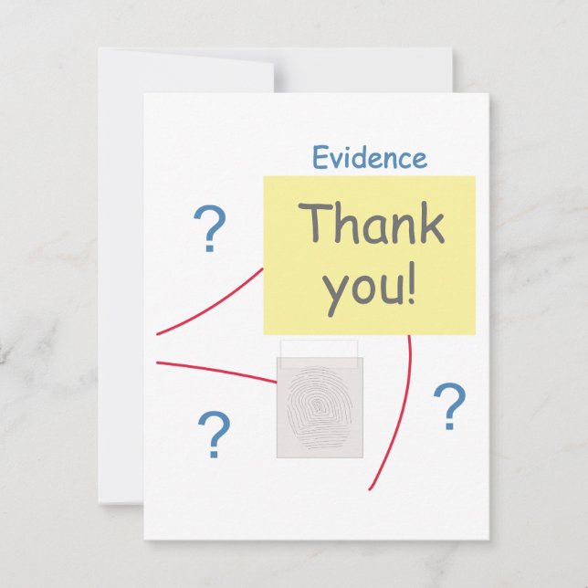 Mystery Crime Solving Evidence Board Thank You Card (Front)