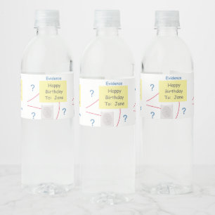 Mystery Crime Solving Evidence Board Water Bottle Label
