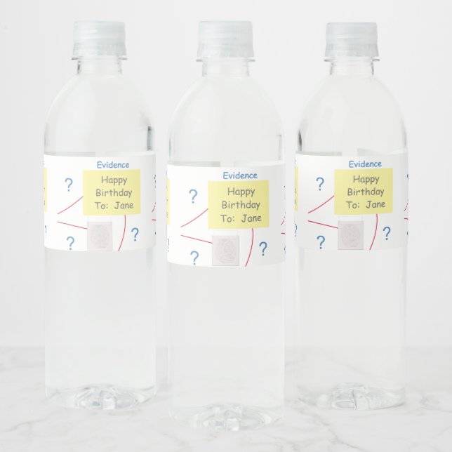 Mystery Crime Solving Evidence Board Water Bottle Label (Bottles)
