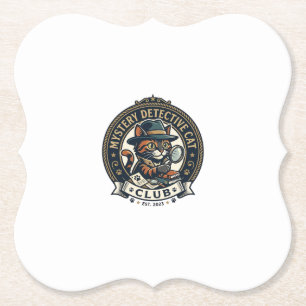 Mystery Detective Cat Cat Graphic Tee Art - Myster Paper Coaster