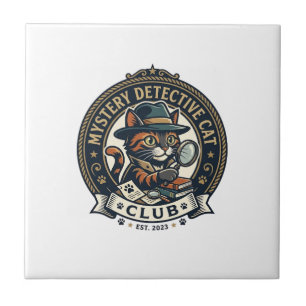 Mystery Detective Cat Cat Graphic Tee Art - Myster Tile