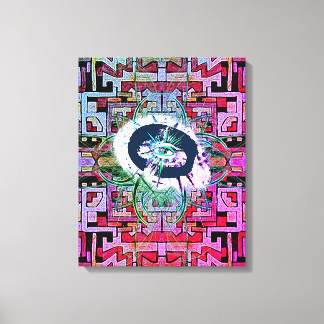 Mystery Eye and Tribal/Ethnic Pattern Canvas Print (Front)