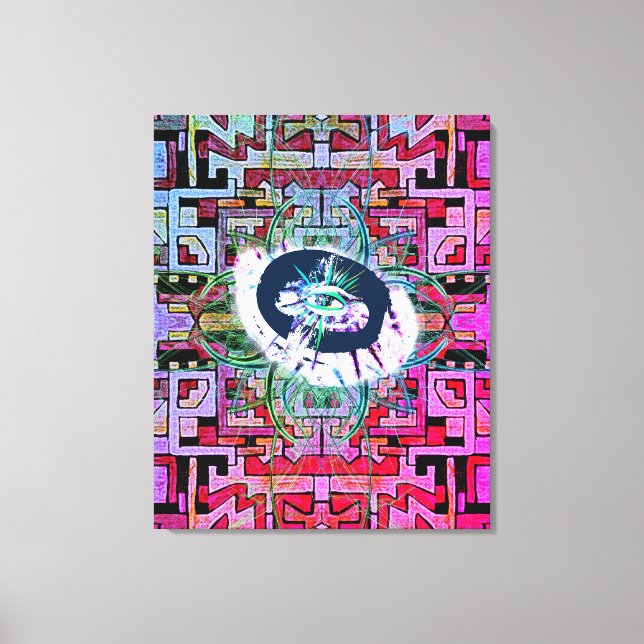 Mystery Eye and Tribal/Ethnic Pattern Canvas Print (Front)