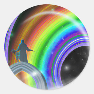 Mystery Figure at the Inter-Dimensional Stargate Classic Round Sticker