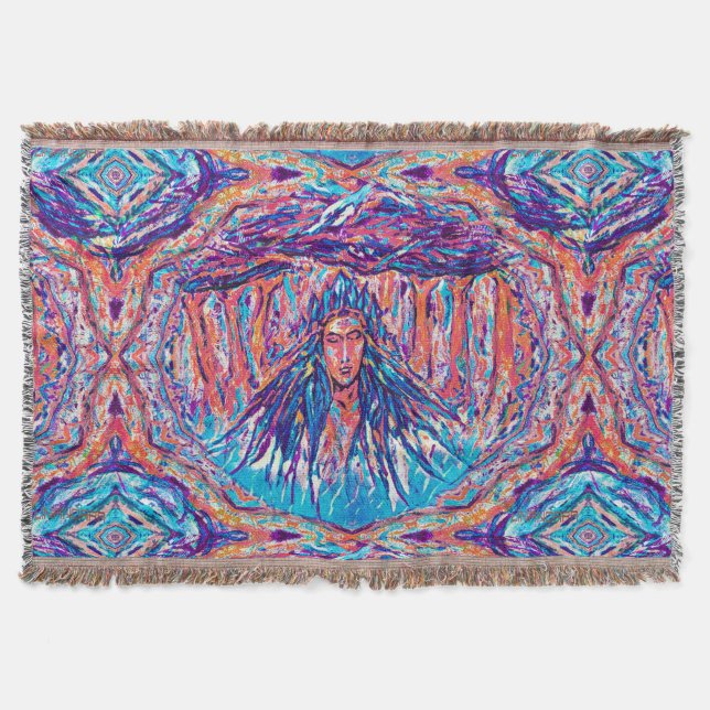 Mystery Godess Holding the Sky Throw Blanket (Front)
