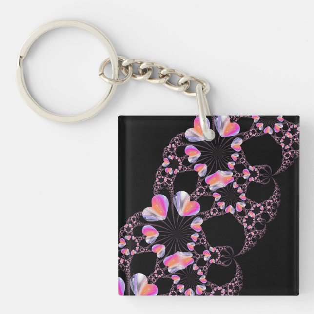 Mystery Heart Fractal Key Ring (Front)