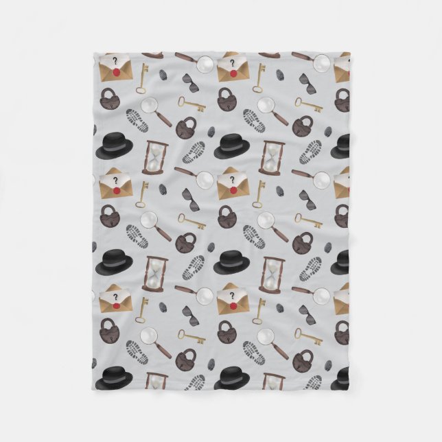 Mystery Kids Secret Agent Spy Detective Theme Fleece Blanket (Front)