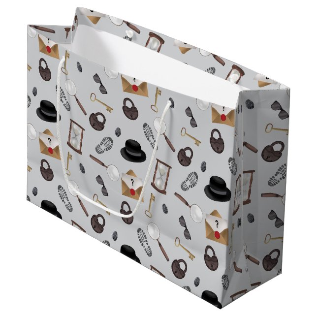 Mystery Kids Secret Agent Spy Detective Theme Large Gift Bag (Front Angled)