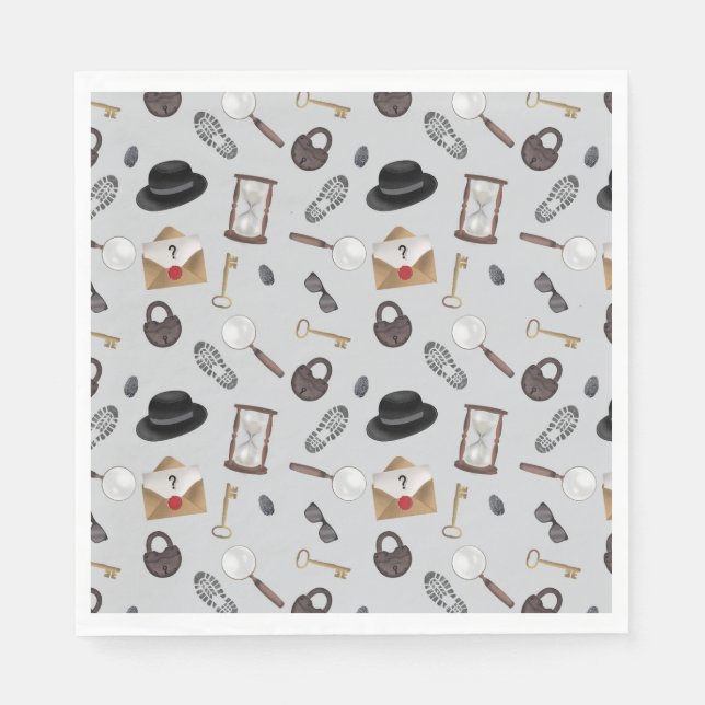 Mystery Kids Secret Agent Spy Detective Theme Napkin (Front)