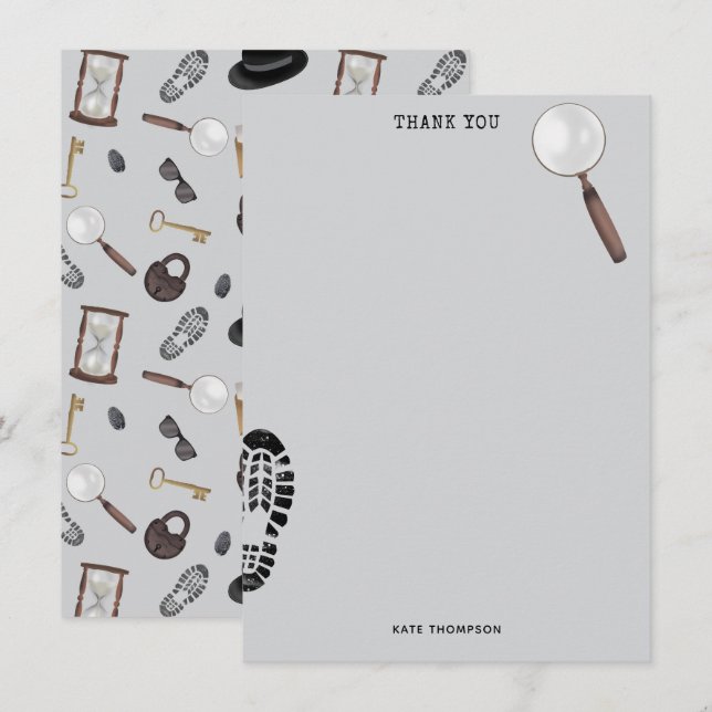 Mystery Kids Secret Agent Spy Detective Theme Thank You Card (Front/Back)