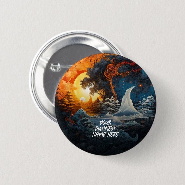 Mystery Kingdom Yin Yang Martial Arts Round Button (Front & Back)