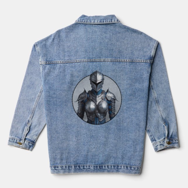 Mystery Lady in Silver Armour Denim Jacket (Back)
