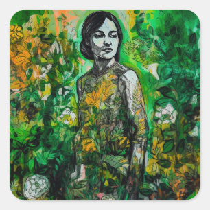 Mystery Lady Square Sticker