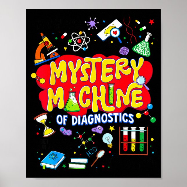 Mystery machine of diagnostics for men women tech poster (Front)