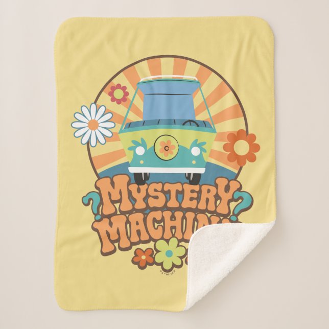 Mystery Machine Van Floral Graphic Sherpa Blanket (Front)