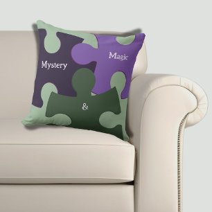 Mystery & Magic Green & Purple Jig Saw Puzzle Cushion