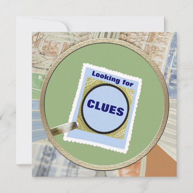 Mystery Magnifying Glass Clues Kids Birthday Party Invitation (Front)