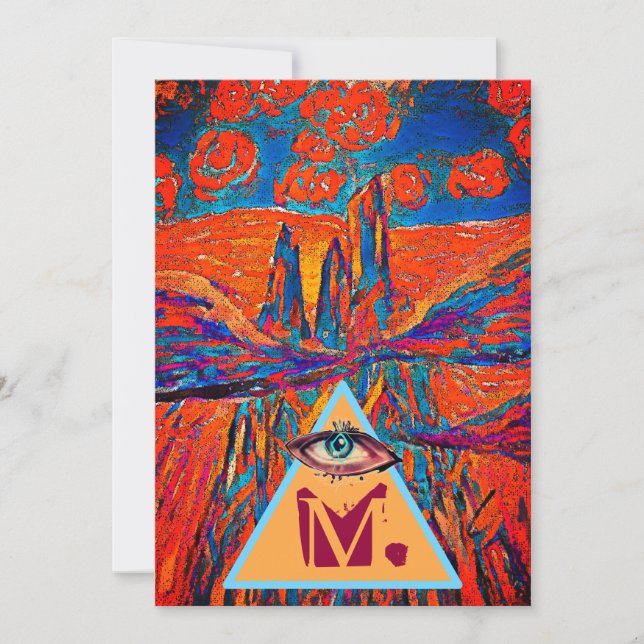 Mystery Mount Monogram and Roses in the Sky  Holiday Card (Front)