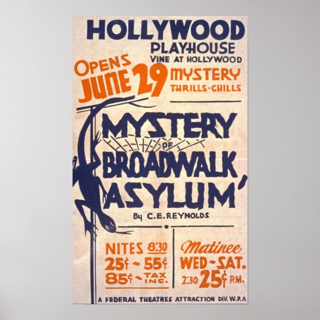 Mystery of Broadwalk Asylum Vintage Poster (Front)