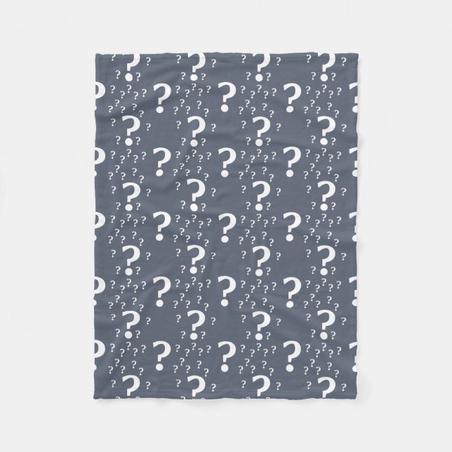 Mystery question mark riddle puzzle blue-grey fleece blanket (Front)