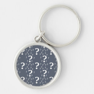 Mystery question mark riddle puzzle blue-grey key ring