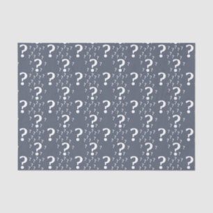 Mystery question mark riddle puzzle blue-grey tissue paper